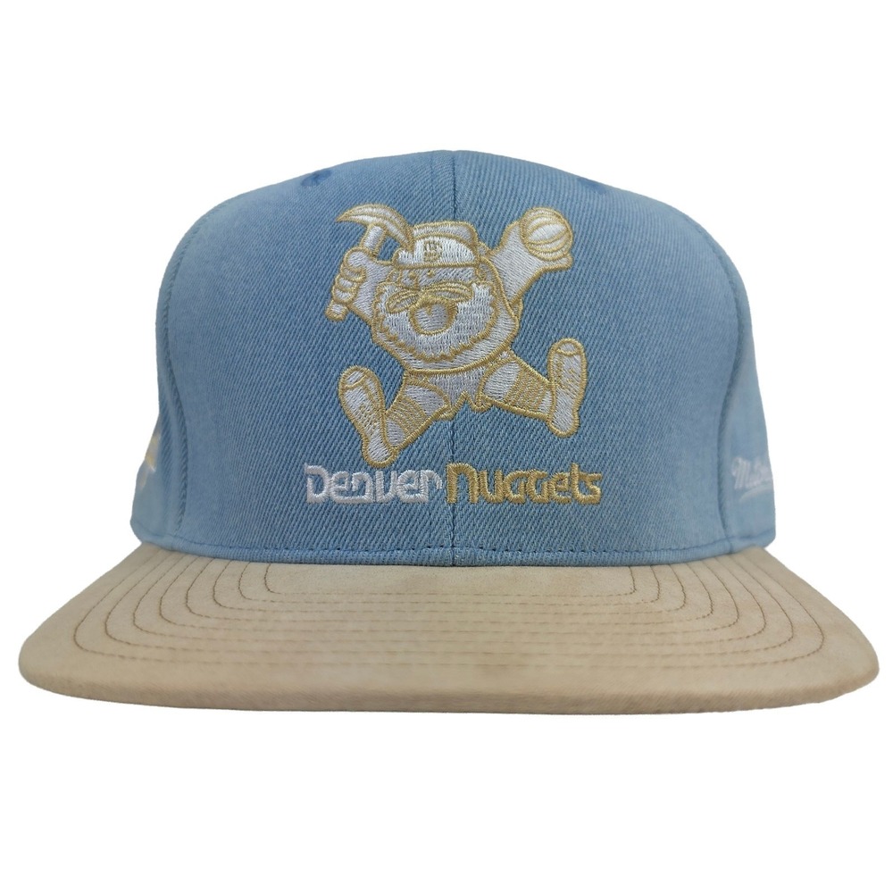 Denver Nuggets Mitchell & Ness NBA Fitted 7 1/4 Flatbill Hat Cap Denim‎ Tan New